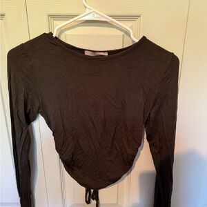 NEW WITH TAGS Cropped army green open back long sleeve top